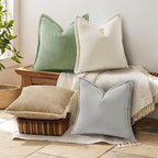 decorUhome Fall Corduroy Sage Green Throw Pillow Covers 22x22 Set of 2 - Image 6