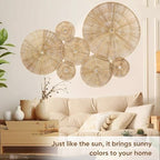 Set of 7 Boho Wall Decor - 18-Inch Handcrafted Woven Jute Hanging Basket Decor - Unique Large Round Flat Wall baskets Art for Living Room, Bedroom, Rustic, Farmhouse Decor - Brown Classic Design" - Image 6