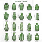 Glass Bud Vases Set of 20, Small Flower Vase in Bulk for Centerpieces, Mini Vintage Peacock Green Vases for Rustic Wedding Vintage Home Table Decor - Image 2