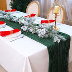Snowkingdom 6 PCS Emerald Green Table Runner 120 Inch 10 Ft Rustic Boho Dark Green Cheese Cloth Runner for Wedding Bridal Baby Shower Birthday Party Christmas Sheer Gauze Home Table Centerpiece Deocr - Image 6