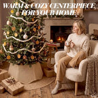 26in Rattan Christmas Tree Collar Woven Tree Skirt Collar Beige - Image 6