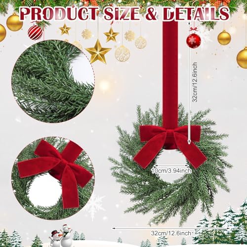 8 Pcs Christmas Small Norfolk Wreaths 12.6 Inch Xmas Pine Wreaths - Image 2