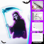 Grim Reaper Neon Sign with Scythe, Halloween LED Skeleton Neon Light - Image 5