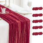 Sioloc Burgundy Red Cheesecloth Table Runner Fall Autumn Decor for Home 10ft Table Cloth for Wedding Birthday Party Bridal Shower Christmas Halloween Thanksgiving by HEALTHYCOMFORTLIFE
