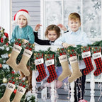 Tatuo 12 Pack Christmas Burlap Stockings Hanging,Light Brown, Red Black - Image 6