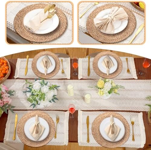 4 Sets Dining Table Decoration Boho Placemat, White, 12x72 - Image 6