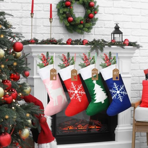 Shinymoon 12 Pack Christmas Stockings Bulk, Red, Green, Blue, Pink, Basic - Image 4