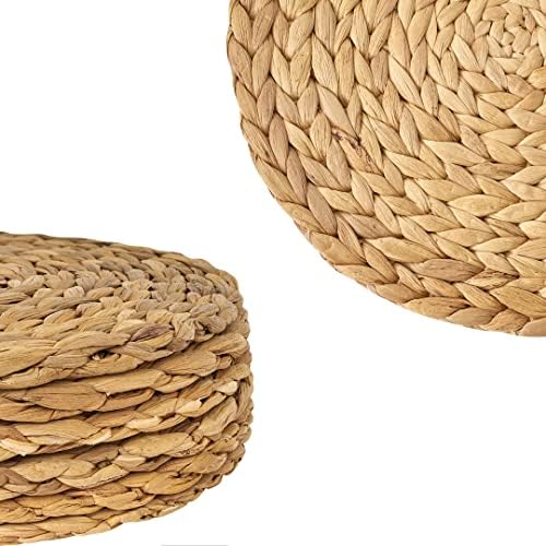BARIEN Woven Placemats Round Set of 10, Natural Water Hyacinth Weave Placemat for Dining Table, Large Handmade Woven Placemats Heat Resistant Non-Slip (15") - Image 7