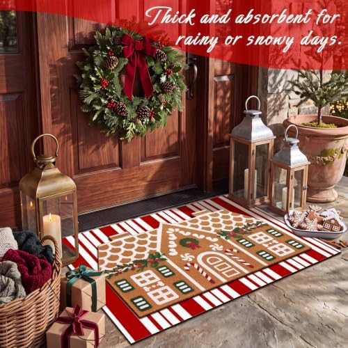 Tinideya 2 Pcs Christmas Layered Doormat Set, Gingerbread House - Image 5