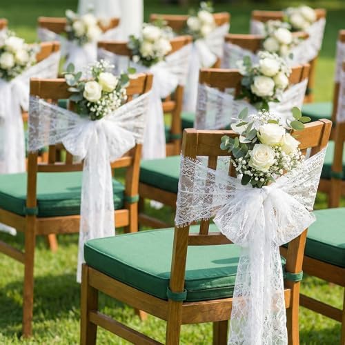 16 Pcs Lace Table Runner White Rustic Lace Fabric Table Runners with Rose Embroidered Floral for Wedding Bridal Vintage Boho Table Runners Thanksgiving Christmas Party Decoration 14 x 120 Inch - Image 5