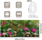 7x16FT Spring Summer Flower Fence Tropical Flowers Garage Door Banner Summer Tropical Leaves Garage Door Cover Decoration - Image 4