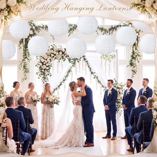 Treela 72 Pack White Chinese Paper Lanterns for Wedding Party Decor, 6" - Image 4