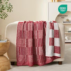 Snuggle Sac Red Checkered Christmas Blanket,Super Soft Reversible Twin Size Cozy Warm Throw Blanket for Couch Sofa Bedroom,Cute Lightweight Striped Blankets for Women,Heather Red,60x80 inches - Image 5