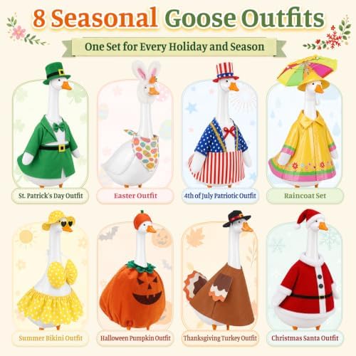 8 Set Porch Goose Outfits, 23 Inch Seasonal Goose Clothes Costume Garden - Image 6