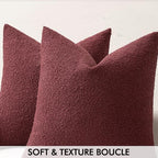 MIULEE 18x18 Decorative Boucle Couch Pillow Covers Burgundy - Image 2
