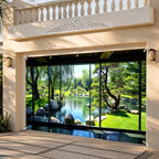 Japanese Garden Garage Door Banner 6 x 13 FT, Zen Garden Pond Garage Door Cover, Scenic Pine Tree Nature Landscape Outdoor Garage Door Decorations, Asian Garden Backdrop for Home Decor(Landscape painting) - Image 5