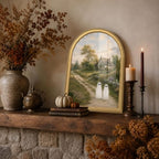 Wheatwin Halloween Artwork for Mantel Tabletop, Gold Arched Framed Wall Art - Image 2