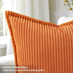 decorUhome Fall Corduroy Burnt Orange Throw Pillow Covers 24x24 Set of 2 - Image 2
