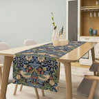 William Morris Floral Table Runner, Blue Strawberry Thief Flowers Botanical Pattern for Home Kitchen Table Decor Dining Coffee Room Party Decor 13x120in - Image 2