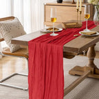 12 Pack Cheesecloth Table Runner 10Ft Christmas Gauze Boho Table Runners for Wedding Decor Bridal Shower Decorations Baby Shower Party(35" x 120")(Red) - Image 3