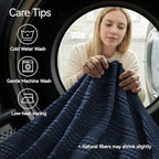 a moment 2 Pack Bamboo Fiber Pillow Covers - Waffle Weave, Ultra Soft & Breathable, Euro Shams Cotton Throw Pillow for Couch, Sofa, Bedroom Living Room 26x26 Inch Navy Blue - Image 5