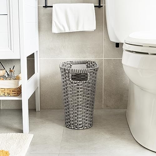GRANNY SAYS Wicker Bathroom Trash Can, Wicker Waste Basket, Dark Gray - Image 4