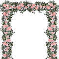 Lvydec 2 Pack Artificial Peony Flower Garland - 6ft Silk Peony Vine Willow Leaves and Eucalyptus Garland White Arch Flower Vine for Wedding Party Table Decoration (Pink) by Lvydec
