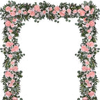 Lvydec 2 Pack Artificial Peony Flower Garland - 6ft Silk Peony Vine Willow Leaves and Eucalyptus Garland White Arch Flower Vine for Wedding Party Table Decoration (Pink) by Lvydec
