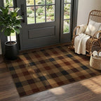 JTJ Easy Jute 3x5 Outdoor Rug, Black & Brown Plaid, Washable by JTJ
