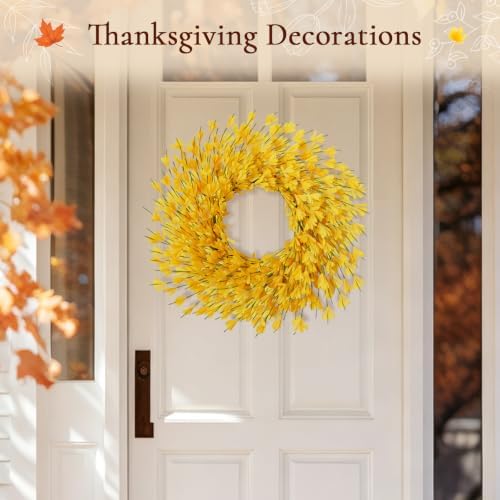 26 in Fall Wreath for Front Door, Autumn Thanksgiving Decor(Bright Yellow) - Image 5