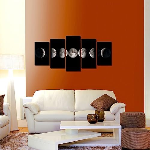sechars Moon Phases Canvas Wall Art Decor Black and White Lunar Moon Pictures Paintings for Home Office Decorations Framed Ready to Hang - Image 3