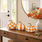 Briful 3-Piece White and Orange Resin Pumpkin Set for Fall Decor - Image 4