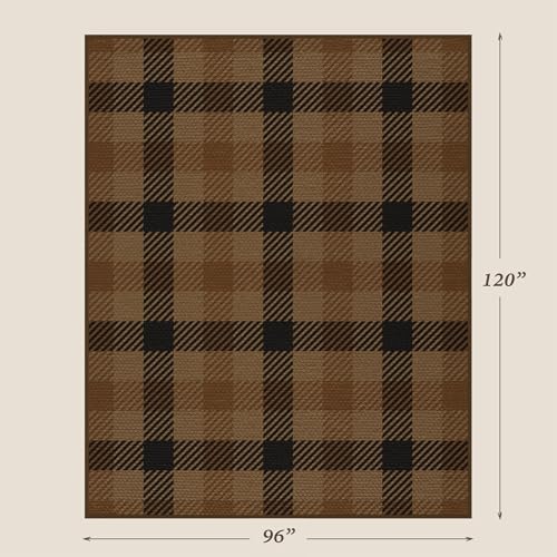 JTJ Easy Jute 8x10 Outdoor Rug, Brown Checkered Farmhouse, Washable - Image 2