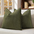 MIULEE Pack of 2 Olive Green Euro Shams Chenille Pillow Covers 26x26 Inch by MIULEE