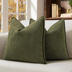 MIULEE Pack of 2 Olive Green Euro Shams Chenille Pillow Covers 22x22 Inch by MIULEE