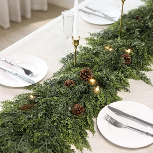 Lifelike Touch Artificial Cedar Garland for Christmas Decor(16 FT,1 PCS) - Image 4