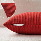 MIULEE Euro Corduroy Throw Pillow Covers Set of 2 24x24 Christmas Red - Image 4