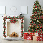 Uguisu 2pcs 5.6ft Red Artificial Christmas Garland,Eucalyptus Green Garland with Berry Flower Clusters,Artificial Vines for Fireplaces,Dining Tables,Christmas Parties - Image 6