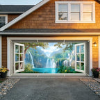 6x13 FT Window View Waterfall Garage Door Banner -Tropical Rainforest Scenic Backdrop, Large Indoor Garage Door Cover,Nature Landscape Decoration for Home Yard,Patio,Holiday Party - Image 7