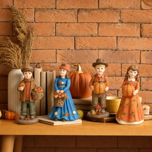Thyle 4 Pcs Vintage Fall Figurines Decorations for Home - Image 6