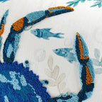 JWH Blue Crab Embroidered Throw Pillow Cover, Summer Pillowcase, 18x18 Inch - Image 5
