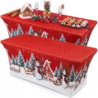 Oudain 2 Pcs Christmas Tablecloth 6 ft Snowman Red Table Cover by Oudain