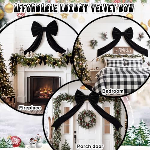 Black Christmas Topper Bow 16x40 Tree Skirt 48" Decoration Set - Image 3