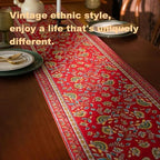 Spring Floral Table Runner 118in Long - Nordic Vine Red Embroidery Jacquard with Tassels, Elegant Easter & Mother's Day Decor for Farmhouse Dining Table, Wedding & Dresser (Vine Red, 13.7"x118") - Image 5