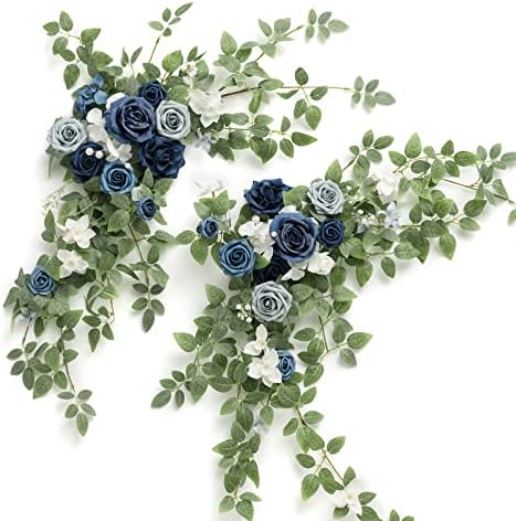 Ling's moment 2 Pack Dusty Blue Floral Garland Wedding Arch Flowers by LingsMoment