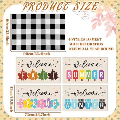 Drydiet 5 Pcs Seasonal Doormat Combo Set, Fall Winter Spring Summer,Cute - Image 3