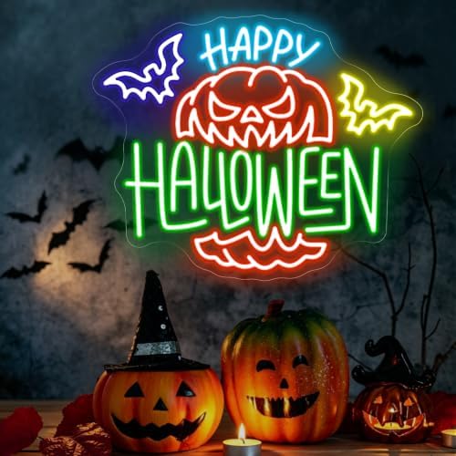 Happy Halloween Pumpkin Neon Sign, LED Holiday Wall Decor 16.1x13 Inch by Unknown