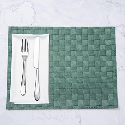 Restaurantware Rectangle Green Woven Placemat, 16 x 12 in, 6 Pack - Image 3