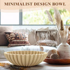 YMXYJM Large Decorative Bowl, Modern Handicraft Bowls for Home Decor, Decorative Fruit Bowl for Kitchen Counter, Ruffle Decor, Stylish Key Bowl for Entry Table, Artificial Travertine Beige - Image 4