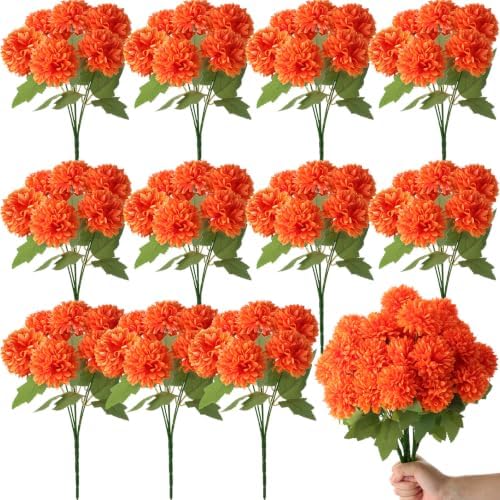 Tigeen 12 Pcs Day of the Dead Marigold Flowers, Orange by Tigeen
